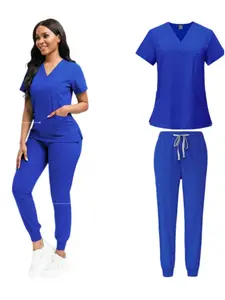Unisex Scrub Set for Women Men Medical Uniform with Multi Pockets Workwear for Spa Pet Clinic Veterinary Dental