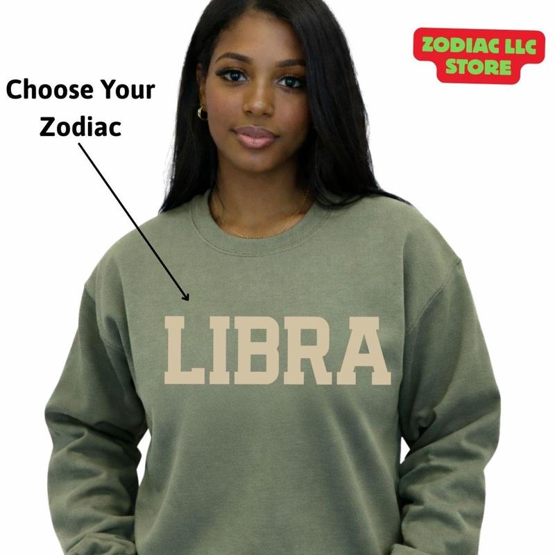 Full 12 ZODIAC SWEATSHIRT– Zodiac Astrology Sign Unisex Crewneck for Men and Women, Cozy Horoscope Pullover Letter Design, Perfect Gift for Zodiac Lovers - AG