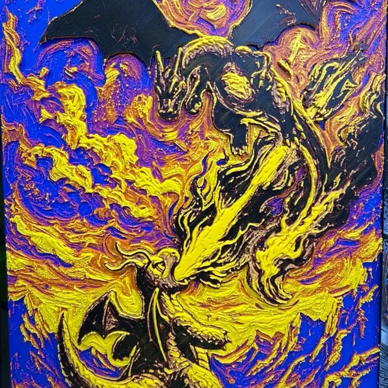 3D Printed Dragon Art Poster, Collectible Entertainment Wall Decor Print