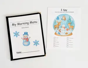 Winter Preschool Morning Menu with 18 Activity Pages Toddler Busy Book for Independent Learning and Homeschool Curriculum