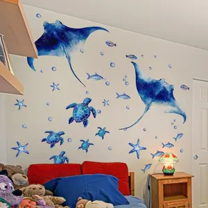 Sea Life Pattern Wall Sticker, 6 Counts/set Self Adhesive Wall Decal, Wall Art Decorative Sticker, Decoration Sticker for Home Living Room Bedroom, Ornaments