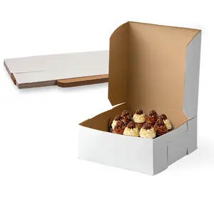 MT Products  White Bakery Boxes - Extra Deep Folding Paperboard Cake Box for 8-Inch Cakes, Tall Pastries, Donuts & Pies - Made in USA