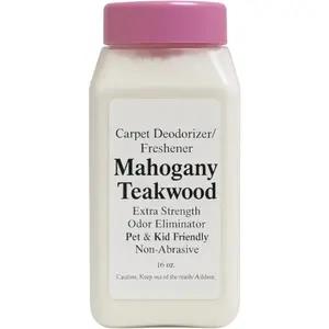 Mahogany Teakwood Carpet Deodorizer  - Pet Odor Eliminator & Carpet Freshener, Rugs & Upholstery,  Baking Soda Formula,  & Pet Friendly, Long Lasting Scent, 16 oz