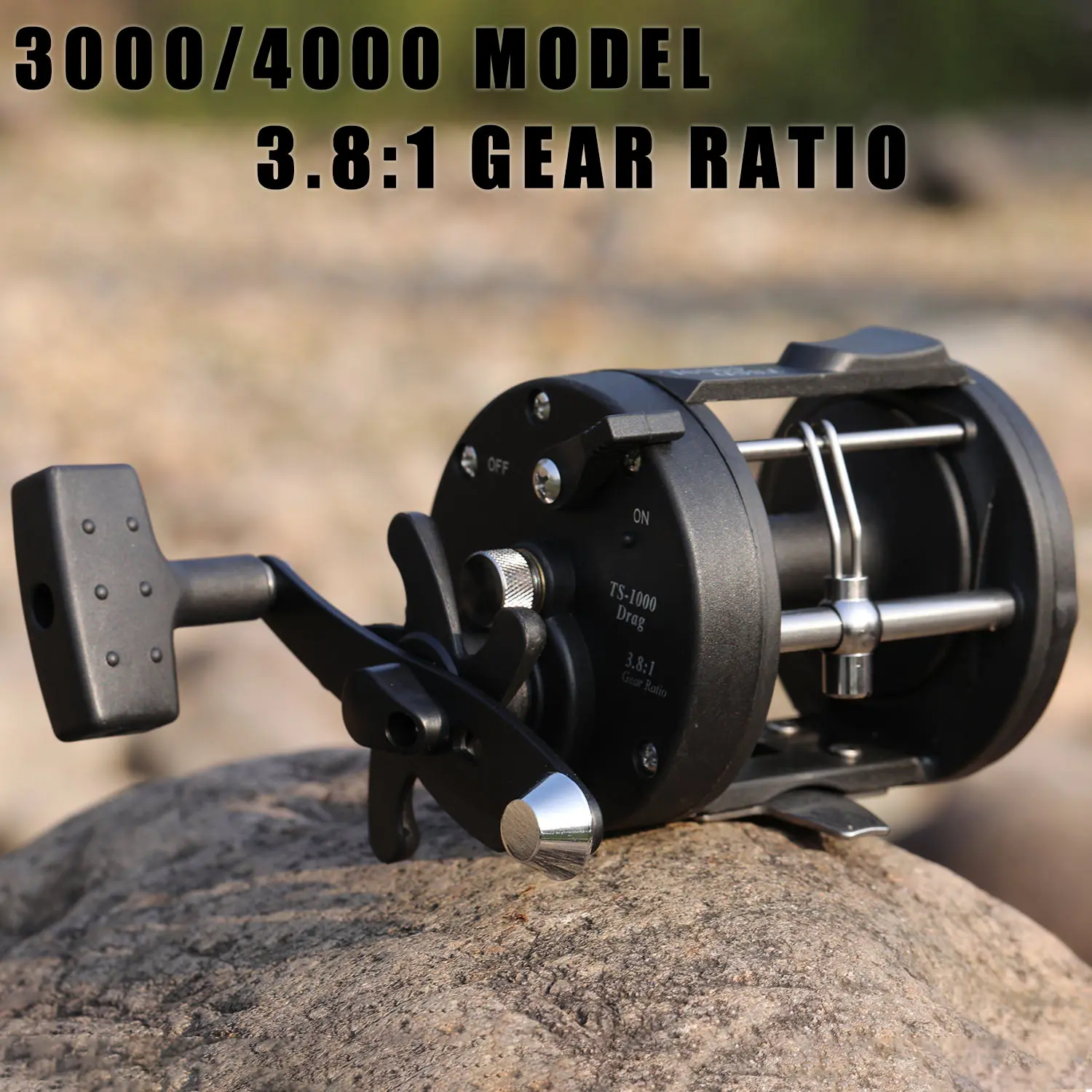 Sougayilang Right-Handle Saltwater Trolling Drum Reel, 3000-4000 Size, Brass Gears, Line Spool, Baitcaster Design, Oversized Grips for Steady Hold, Ideal for Salmon, Steelhead, Lake Trout Fishing, Oversized Grips Steady Your Hold