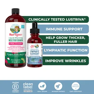 MaryRuth's Daily Multivitamin + Hair & Lymphatic Support Bundle - Liquid Morning Multivitamin + Hair Growth Dragon Fruit Melon 30 oz - Lymphatic Support Herbal Blend 1oz