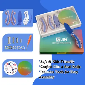 JIN Starry G10 DIY Pocket Knife Kit for Kids – Safe Folding Knife, Easy Assembly, Educational Fidget Toy, Perfect First Knife for Beginners, Fun Family Project, Durable Camping Tool, Great Gift for Boys & Teens