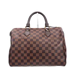 Pre-owned Louis Vuitton Coated Canvas Top Handle Bag Speedy 30 Brown Damier Ebene 35710320