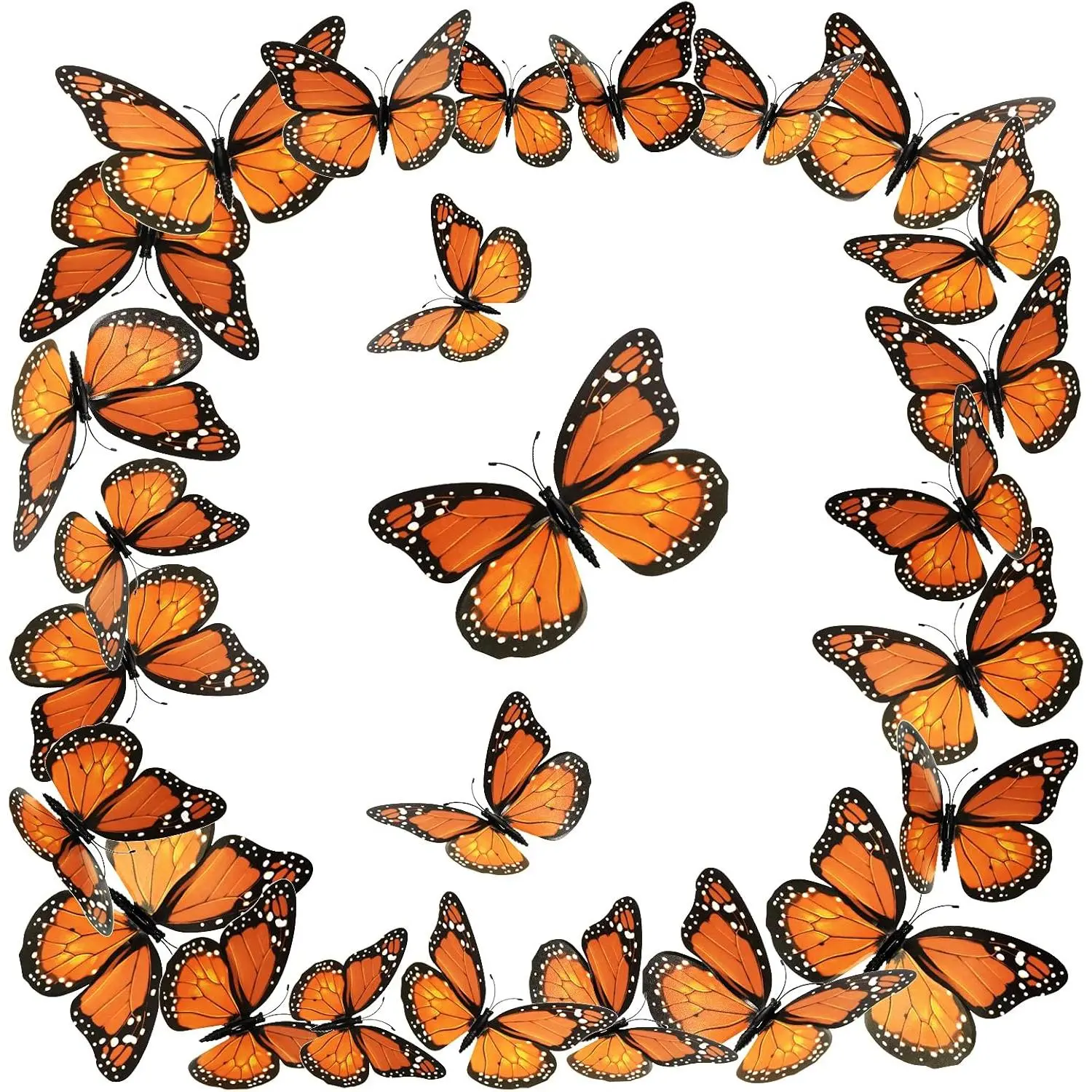 Monarch Butterfly Decoration 3D Halloween Butterfly Wall Decor Halloween Orange  Monarch Butterflies Realistic Artificial Wall Decal for  Craft Day of The  Party Favor(48 Pieces,2.99 Inch)