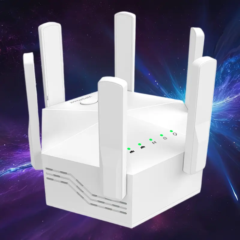 WiFi Signal Amplifier Dual-Band Six-Antenna Wall-Penetrating 1200M Booster Amplifier Wireless Repeater
