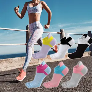 6 Pairs Outdoor Sport Women Toe Socks, 5 Finger Cotton Wicking Athletic Socks for Yoga Running Hiking