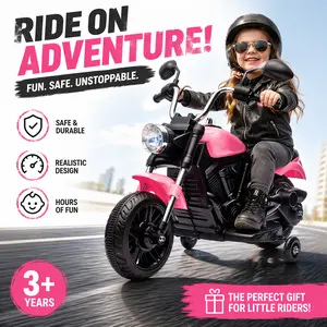 Garvee 12V Electric Motorcycle for Kids (3-5), Ride On Motorbike w/ Training Wheels, Music, LED Lights, Reverse, Safe Speed Toddler Toy Gift for Boys & Girls