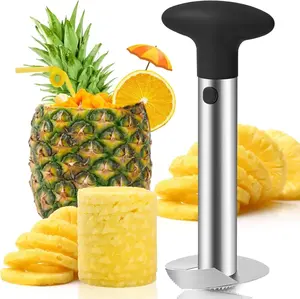 Stainless Steel Pineapple Corer and Slicer Tool – Sharp Serrated Cutter for Easy Peeling, Slicing & Core Removal