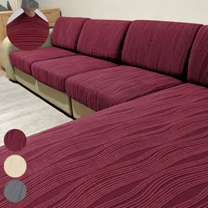 Knitted Jacquard Sofa Cushion Cover, Lotus Pattern, Elastic Removable, Home Sofa Protector, Reusable, Single Piece