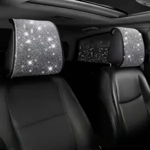 Rhinestone Car Headrest Cover, Shiny Car Headrest Protector, Sparkling Crystal Automotive Interior Kit for Girls, Car Interior Accessory, Car Interior Decor