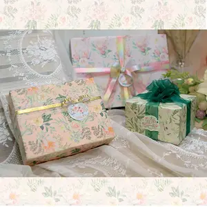 5pcs High-End Gift Wrapping Paper Set, Vibrant Colors, Farmhouse Floral Pattern, Holiday Decoration, Multi-Purpose Thick Durable Paper