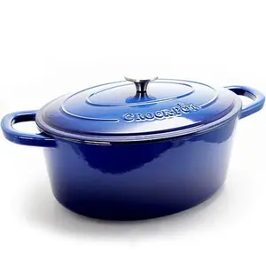 CrockPot Zesty Flavors 7 Qt Cast Iron Dutch Oven Oval in Sapphire Blue CrockPot Zesty Flavors 7 Qt Cast Iron Dutch Oven Oval in Sapphire Blue