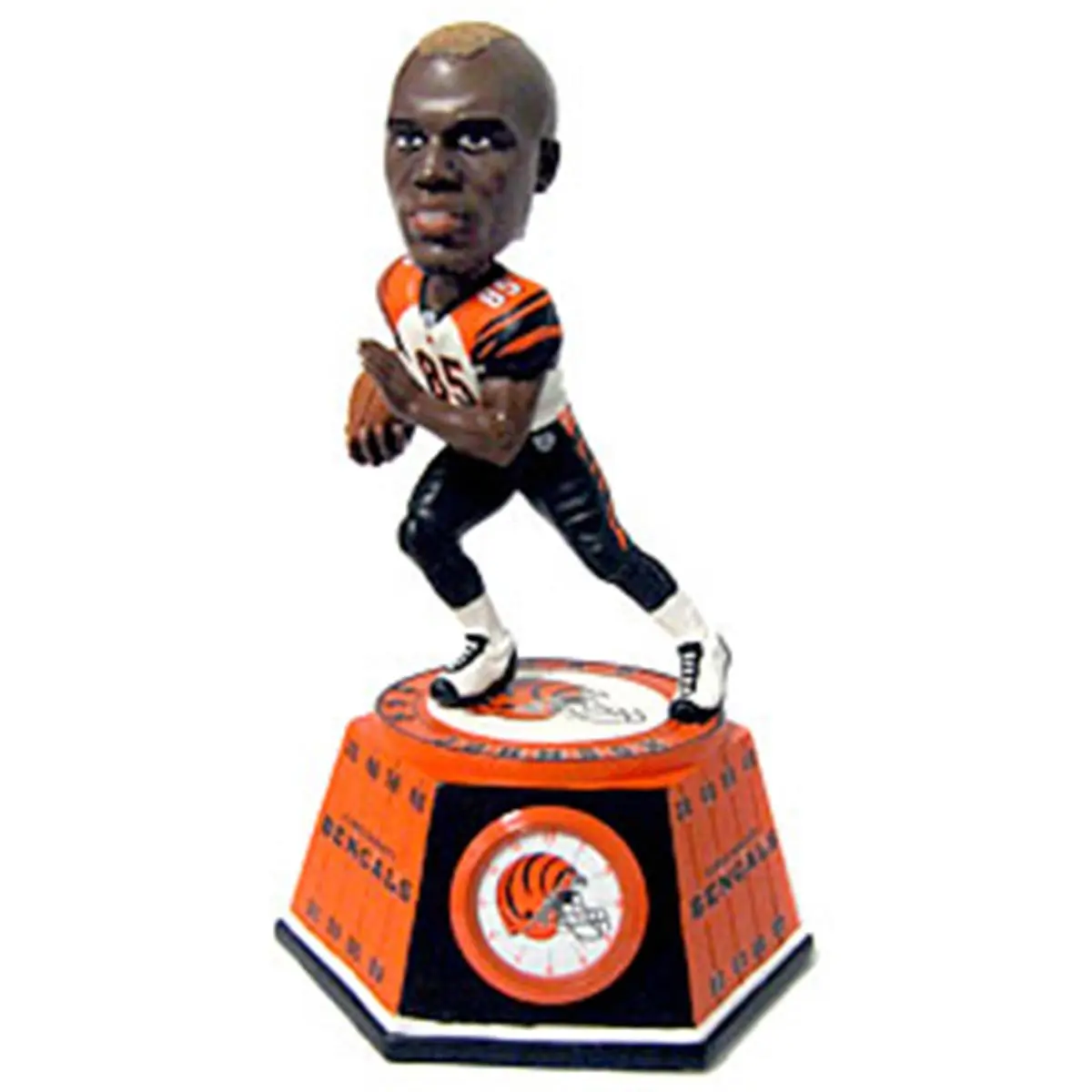 Cincinnati Bengals Chad Johnson Forever Collectibles Limited Edition, Hand Numbered Hard Resin Bobblehead with Realistic Clock in Base