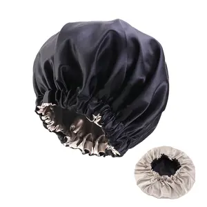 Black Satin Hair Bonnet with Sleep Protection for Healthy Hair - Soft & Durable Design for Nighttime Care