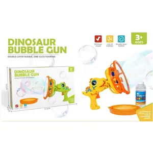 New Style Best Selling Fun Interactive Dinosaur Bubble Gun Toys for Boys and Girls Children with Bubble Storm Effect