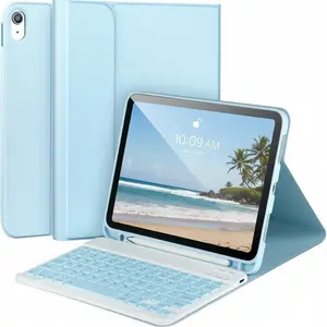 Bluetooth Keyboard Case for iPad 11/10th Gen - Detachable with Pencil Holder & Square Keycaps, Blue (Compatible with A16 2025, 10.9")