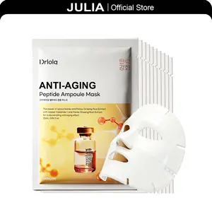 【JU】Dr.LoLa Anti-Aging Peptide Ampoule Masks | Rejuvenate Skin with the Power of Sprout Barley and Panax Ginseng Root Extract and Copper Tripeptide-1 | Korean Face Masks | 10 ea/Box