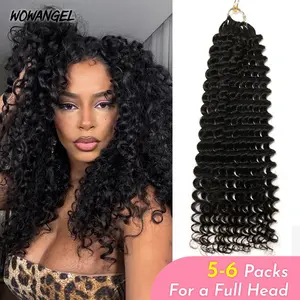 WOWANGEL Deep Curly Feather Crochet Human Hair Extensions Braids Invisible Miracle Knots Braids Human Hair Knotless Pre-Separated 100% Human Hair For Black Women