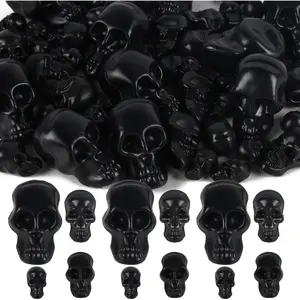 50PCS Mini Plastic Skull Heads Halloween Skeleton Head for Halloween Prank Props Bar Home Table Decoration (4 Size)