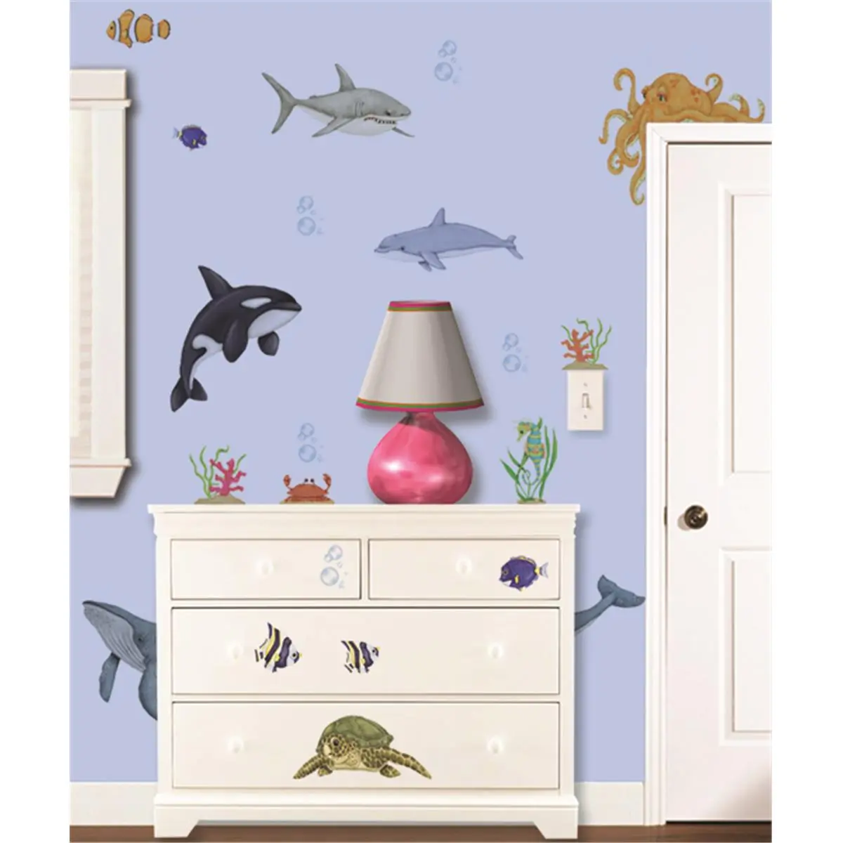 212 MAIN Under the Water Jumbo Animal-Themed Peel-Stick Removable Wall Stickers - Smooth Decorative Appliques for Home Decor Supplies