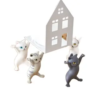 Japanese Cute Lifting Dancing Cat Pen Holder Storage Organizer Home Decor Figurines Desk Accessories