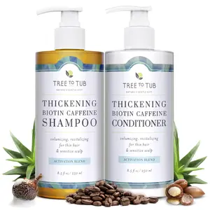Tree To Tub Volumizing Biotin Shampoo and Conditioner Set - Activating Caffeine for Fuller Hair, Thickening Shampoo and Conditioner for Women & Men, Sulfate Free w/Natural Soapberry Organic Argan Oil