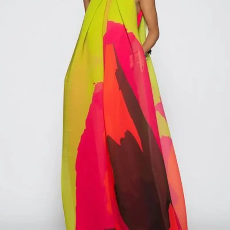 Women's Colorblock Print Sleeveless Woven Dress, Casual Dress for Summer, Ladies Clothes for Beach Holiday Vacation