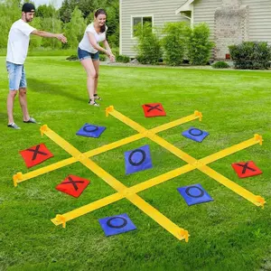 Large Outdoor Tic Tac Toe Game for Adults, Portable Sandbag Throwing Game with 10 Sandbags, Lawn Backyard Party Picnic Game
