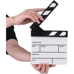 Action Cut Board, Andoer Acrylic Film Clapboard Dry Erase Compact Size TV Film Movie Director Cut Action Scene Clapper Board Slate