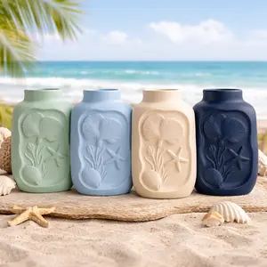 Coastal Collection – Seaside Shell Vase (Beach House Decor + Ocean Inspired Home Accent)