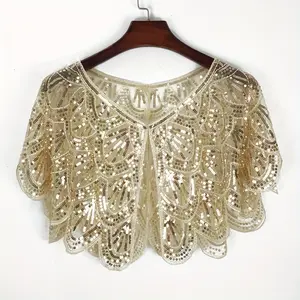 1920s Vintage Five-Line Sequin Dress Shawl Embroidered Lace Shawl