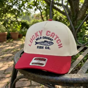 Lucky Catch Trucker Hat, Fishing Embroidered Baseball Cap, Outdoor Summer Snapback, Fisherman Gift Hat