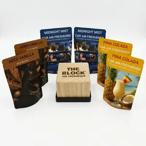The Block - Wooden Car Air Freshener & Odor Eliminator - Long Lasting 30+ Day Scent - Car & Home Use - Fresh Gift Idea - Made in USA  - Aged Vanilla, Pina Colada, Midnight Mist 6-Pack