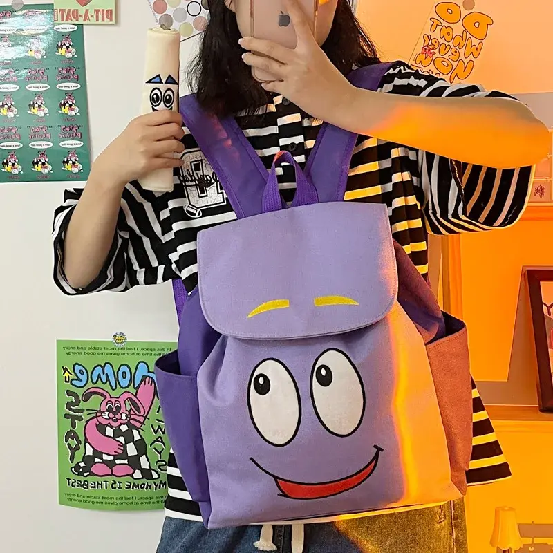 Kawaii Dora The Explorer Backpack Cartoon New Dora Map Large Capacity Messenger Bag Student A4 School Bag Backpack