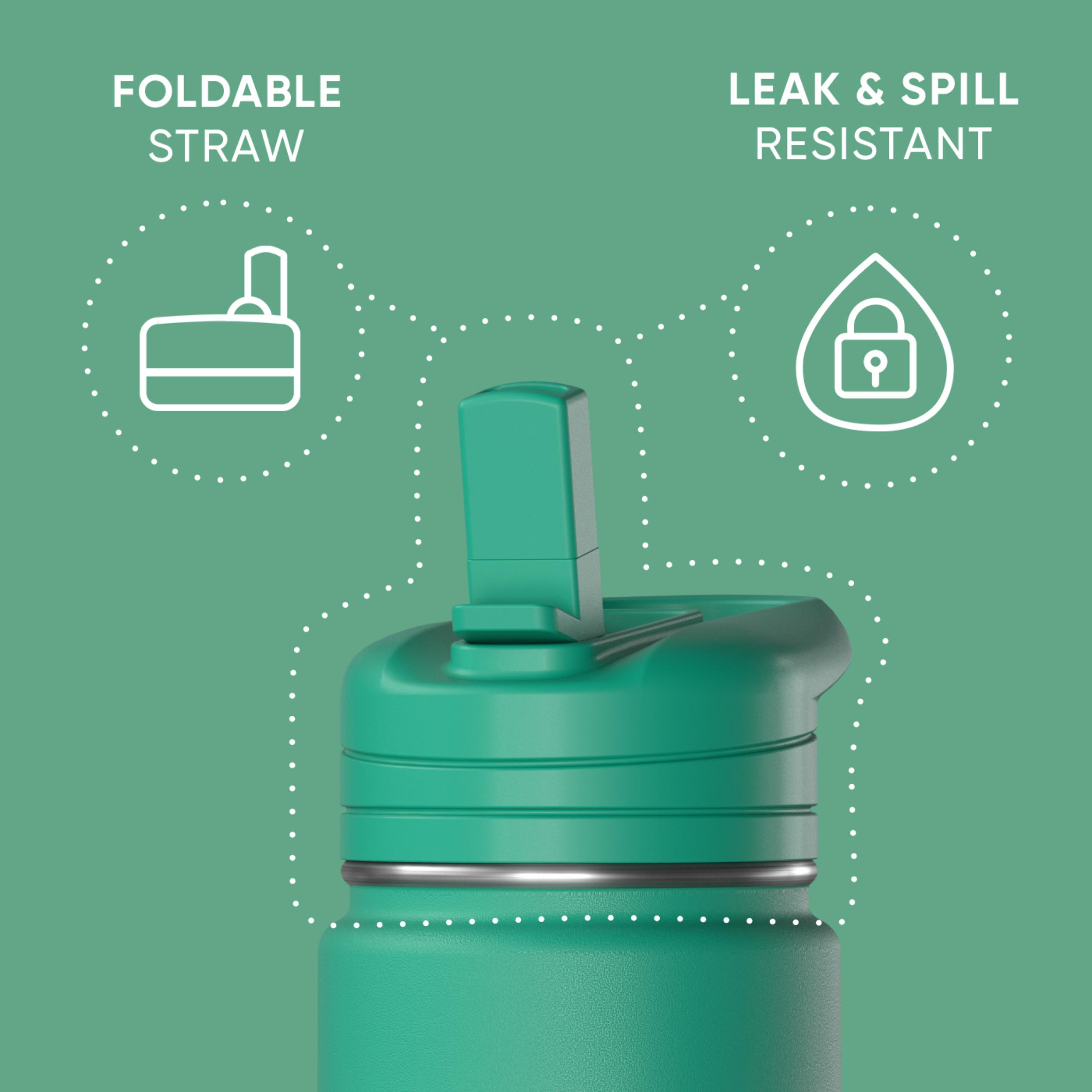 Mini 14oz Water Bottle with Straw Lid, Stainless Steel Double Wall Insulated Water Bottle | Leak-Proof and Spill-Proof 24 Hours Cold