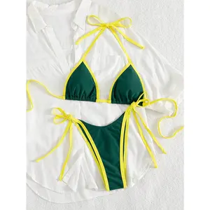 Contrast Color Separates Micro Bikini 2026 Women's Swimsuit Female Swimwear Mini Thong Bikinis Set Two-piece Bathing Suit