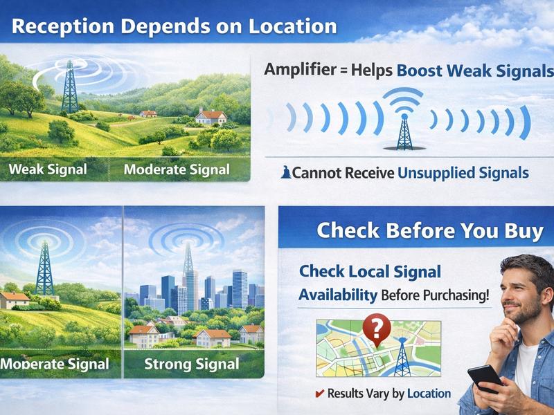 Indoor HDTV Antenna with 3M-Stick Base Long Range Amplified TV Antenna with Signal Booster for Free Local Channels Signal Reception May Vary by Area & Strength