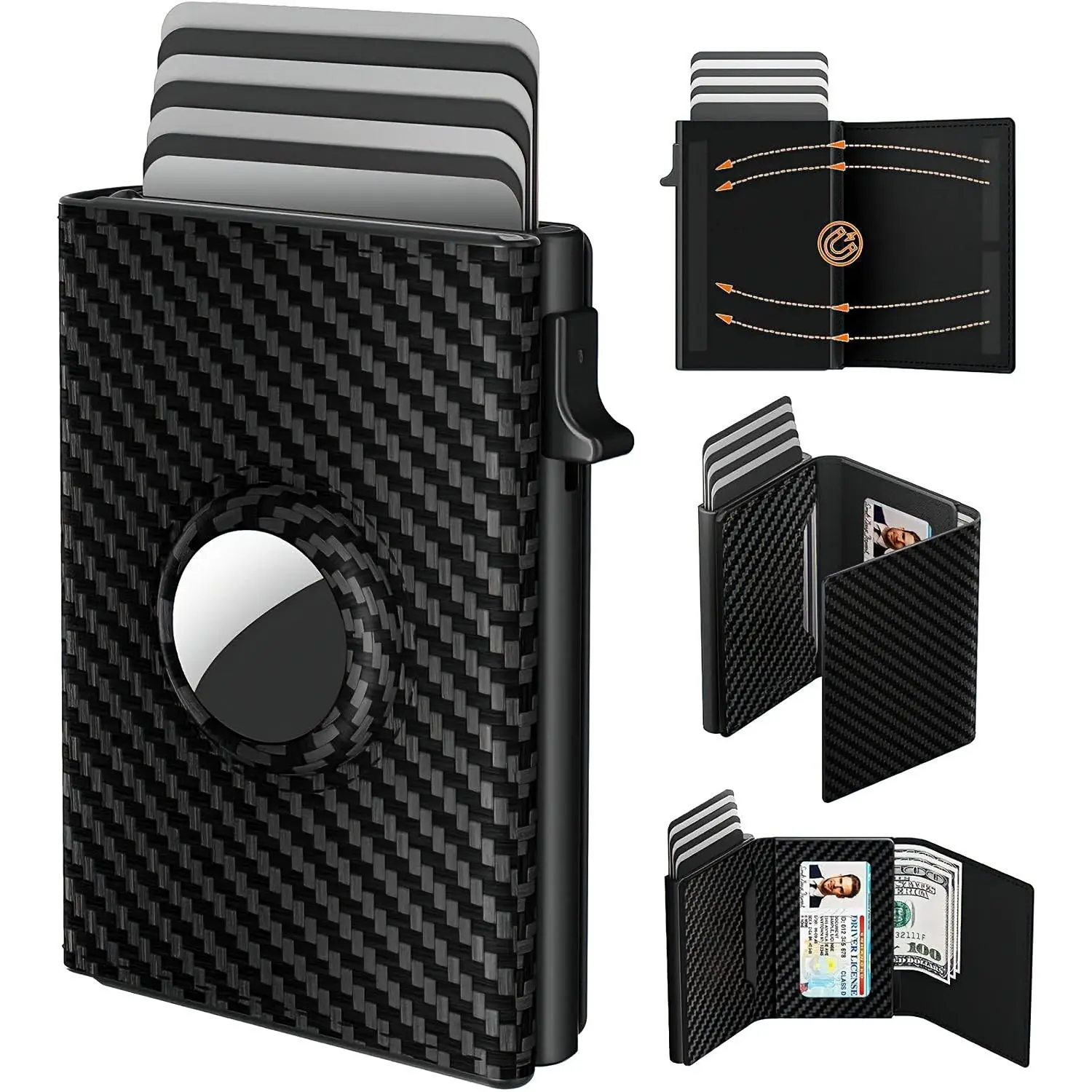 Minimalist Bifold Wallet with RFID Protection, Portable Smart Men's Wallet, Fits 6‑9 Cards, Compact‑Sized, ID Window & Cash Slot, Ideal Gift for Men