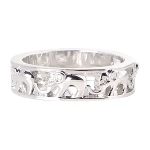 Silvertone Elephant Band Ring, Simple Style Fashion Jewelry, Unisex Rings, Ring Lover, Fashion Ring, Handmade Ring, Elephant Lovers