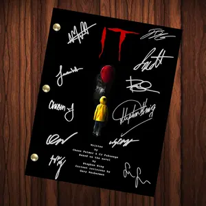 IT Movie Autographed Signed Movie Script Reprint Full Screenplay Full Script Stephen King Bill Skarsgård Autographed Killer Horror Film Pennywise