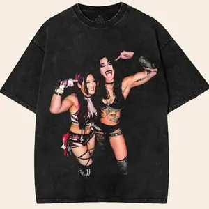 Rhea Ripley and Iyo Sky Washed T-Shirt | Vintage Graphic Design | Iconic Wrestling Print | Classic Fan Apparel Cotton Fabric graphic  tee graphic  hoodies summer  outfits  men Menswear Soft clothes gifts Seamless Tops RG7