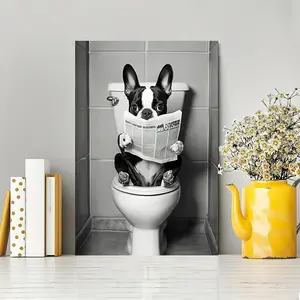 1 Pack Art Decoration Classic Retro Boston Terrier Canvas Wall Art, High Resolution Animal Printed Poster, Framed Landscape Theme Home Office Living Room and Bathroom Kitchen Classroom Decoration, Indoor and Outdoor Wall Hanging, Perfect Gift for Valentin
