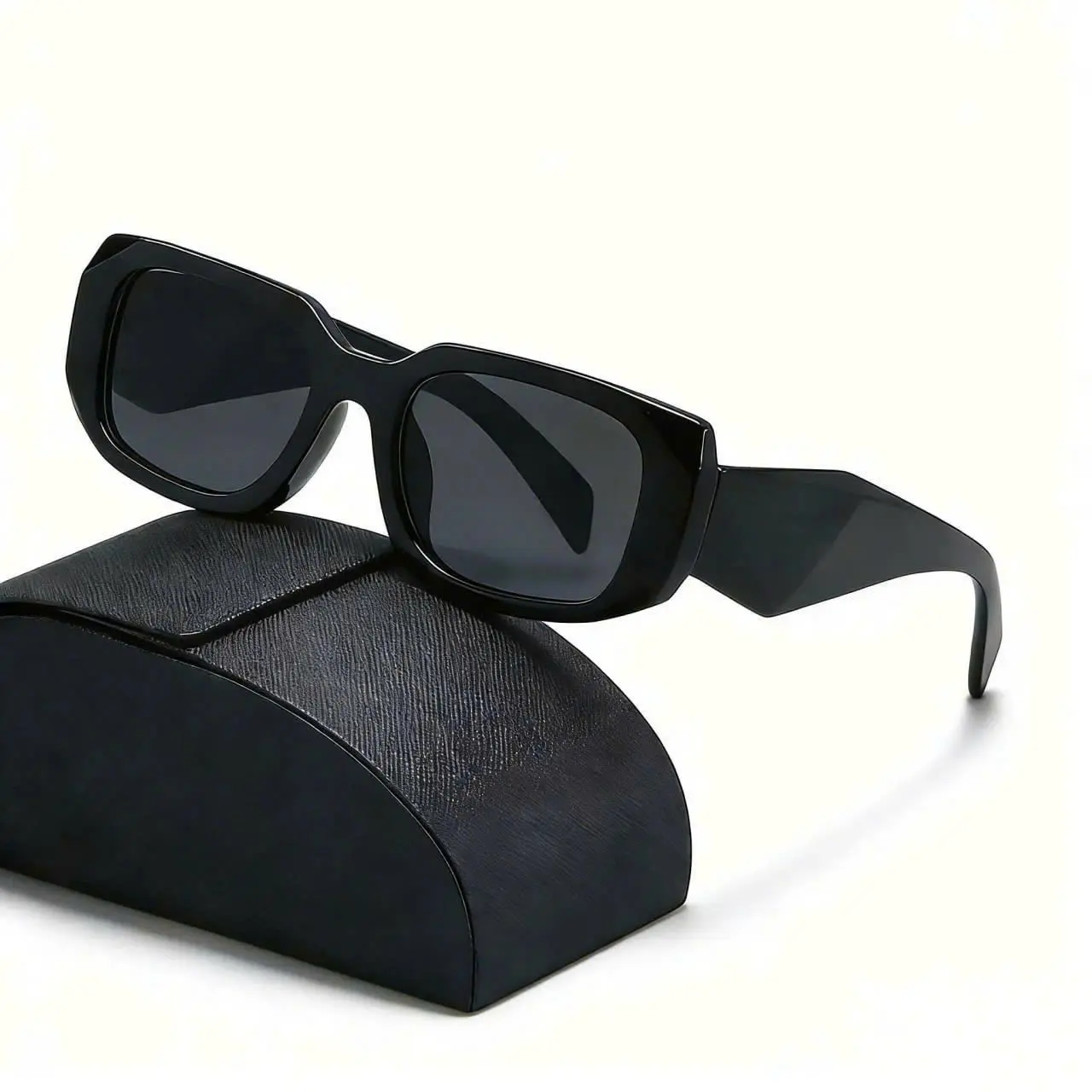 Modern Black Square Sunglasses with Unique Design and Comfortable Fit