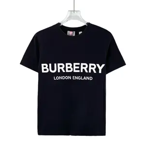 CALUXA- Burberry Black Logo Print Cotton Crewneck Short Sleeve T-Shirt Size XS