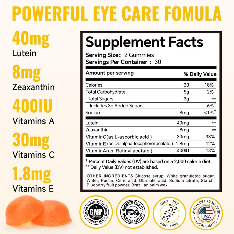 Swiyie Lutein & Zeaxanthin Gummies – Eye Health Supplement with Astaxanthin, Vitamin A C E – Blue Light Defense, Vision Support, Berry Flavor – 60 Gummies Healthcare Dietary Fitness Edible