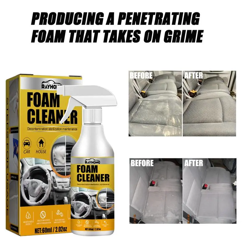 Rayhong Car Interior Foam Cleaner, Wash Free Decontamination Seat Ceiling Instrument Panel Foam Cleaner
